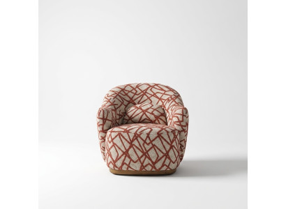 Sessel Ohrensessel Modern Stoff Wohnzimmer Polyester Orange Design