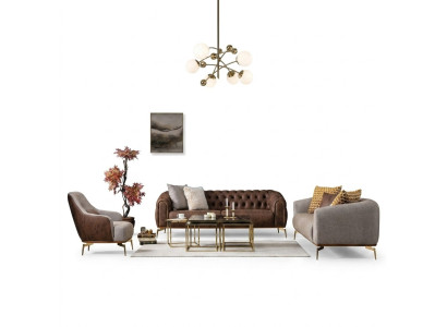 Sofagarnitur Komplette Couchgarnitur Sofa 431 Sitzer Stoff Braun 3tlg