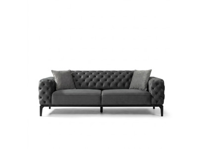 Sofa 3 Sitzer Dreisitzer Sofas Stoff Grau Wohnzimmer Chesterfield Neu