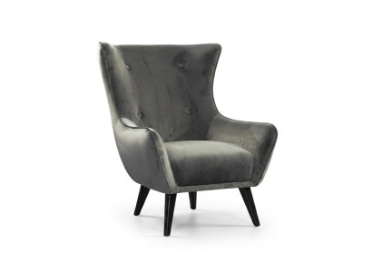 Sessel Ohrensessel Stoff Wohnzimmer Polyester Design Grau Modern Sitz