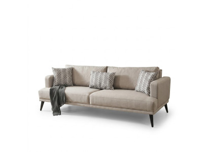 Sofa 3 Sitzer Dreisitzer Sofas Stoff Beige Wohnzimmer Modern Design