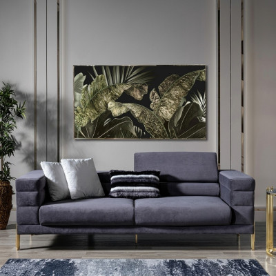Dreisitzer Sofa 3 Sitzer Sofas Stoff Grau Wohnzimmer Luxus Modern Sitz