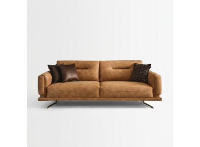 Dreisitzer Sofa 3 Sitzer Sofas Braun Kunstleder Wohnzimmer Luxus Sitz