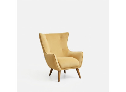 Sessel Ohrensessel Cocktailsessel Stoff Wohnzimmer Polyester Gelb Sitz