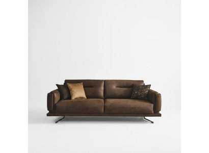 Viersitzer Sofa 4 Sitzer Sofas Kunstleder Braun Wohnzimmer Luxus