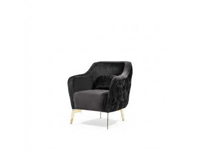 Sessel Chesterfield Ohrensessel Stoff Wohnzimmer Polyester Schwarz