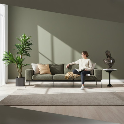 Zweisitzer Sofa 2 Sitzer Stoff Grau Modern Design Wohnzimmer Polyester