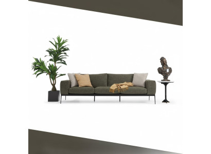Zweisitzer Sofa 2 Sitzer Stoff Grau Modern Design Wohnzimmer Polyester