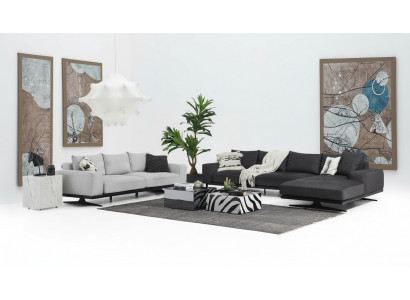 Sofagarnitur Ecksofa L-Form Zweisitzer Sitzer Sessel Stoff Grau 3tlg