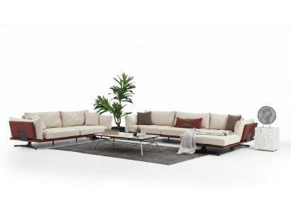 Sofagarnitur Ecksofa L-Form 2 Sitzer Beige Modern Stoff Sofas Set Eck