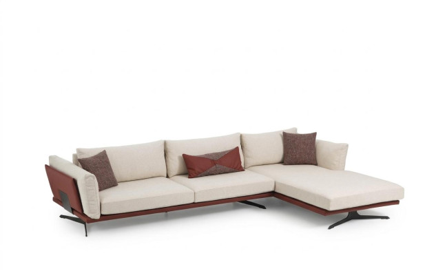 Ecksofa L-Form Beige Modern Stoff Design Wohnzimmer Sofa Polyester