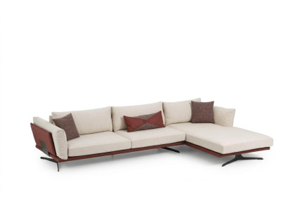 Ecksofa L-Form Beige Modern Stoff Design Wohnzimmer Sofa Polyester