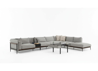 Ecksofa L-Form Sofa Grau Modern Stoff Design Wohnzimmer Polyester XXL