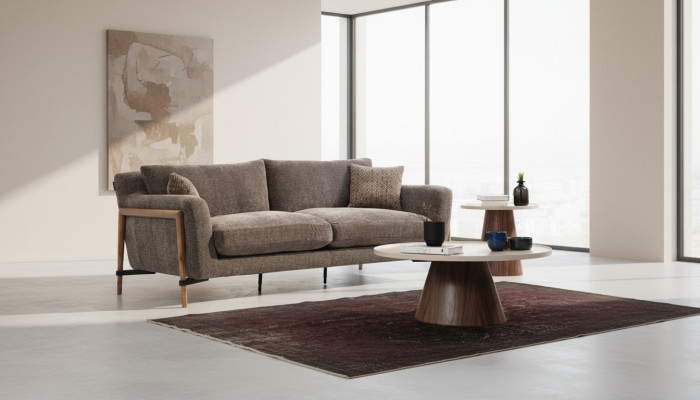 Viersitzer Sofa 4 Sitzer Stoff Sofas Modern Design Wohnzimmer Grau 