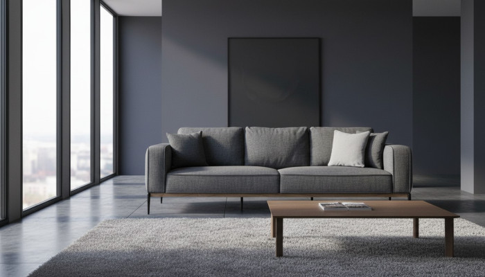 Viersitzer Sofa 4 Sitzer Stoff Sofas Modern Design Wohnzimmer Grau