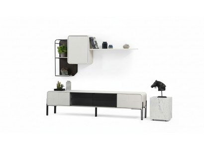 Wohnwand RTV Lowboard Regale Schrank TV Ständer Set Holz Modern Weiß