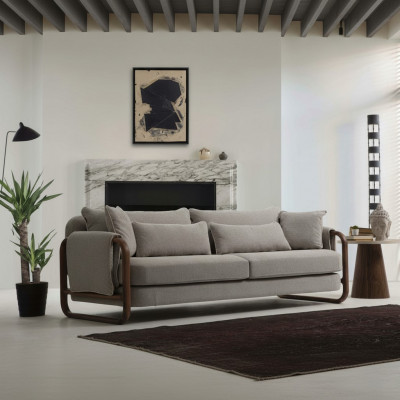 Sofa 4 Sitzer Viersitzer Modern Stoff Grau Sofas Design Wohnzimmer Neu