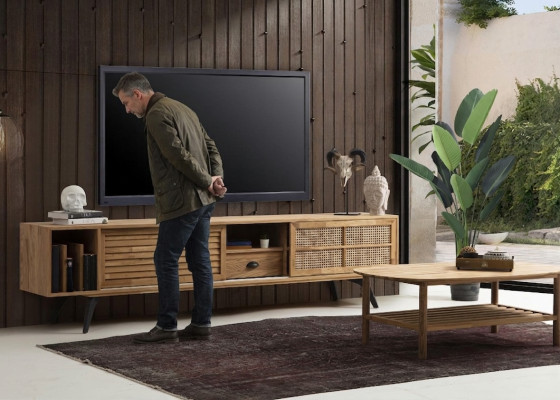 TV Ständer RTV Lowboard Couchtisch Braun Holz Modern Wohnzimmer Set