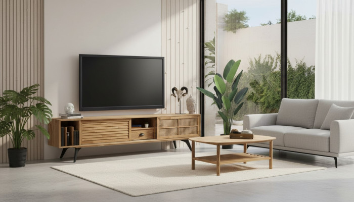 TV Ständer RTV Lowboard Couchtisch Braun Holz Modern Wohnzimmer Set