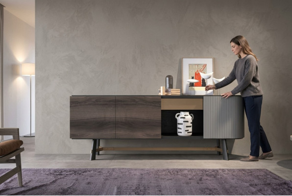 Sideboard Kommode Holz Anrichte Schrank Esszimmer Modern Schwarz