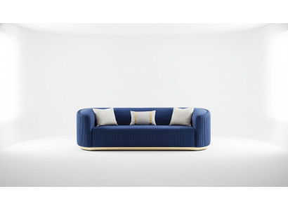 Edelstahl Dreisitzer Luxus Sofa Blau Wohnzimmermöbel Polstersofas Couchen