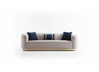 Beiger Dreisitzer Edelstahlmöbel Luxus Couche Sofas Design Wohnzimmermöbel
