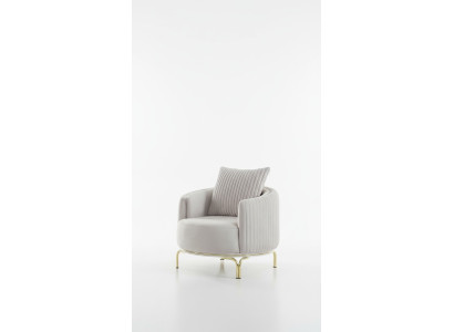 Luxus Sessel Weißer Einsitzer Wohnzimmermöbel Polyester Edelstahlmöbel
