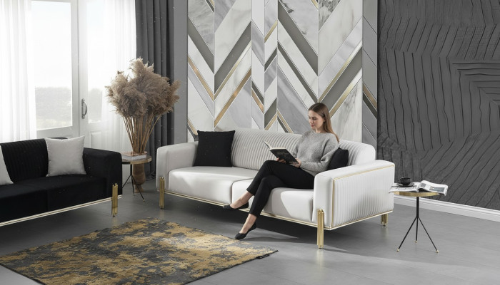Weißer Dreisitzer Sofa Moderne Couch Polstermöbel Wohnzimmermöbel Neu