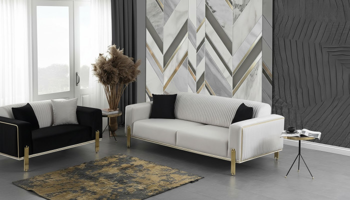 Weißer Dreisitzer Sofa Moderne Couch Polstermöbel Wohnzimmermöbel Neu