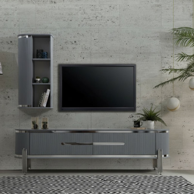 TV Ständer RTV Lowboard Regale Sideboard Tisch Modern Grau Luxus Neu