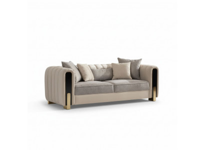 Weißer Dreisitzer Luxus Couch Modernes Edelstahl Design Wohnzimmermöbel