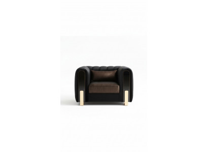 Schwarzer Sessel Ohrensessel Luxus Design Wohnzimmer Einsitzer Modern