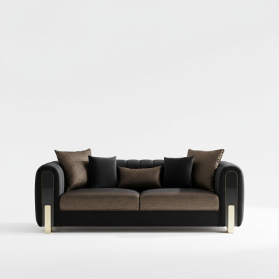 Sofa Dreisitzer Dreisitzer Modern Stoff Schwarz Sofas Design Wohnzimmer