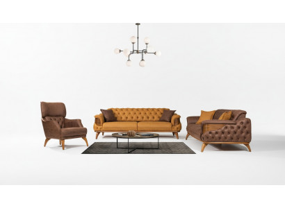 Chesterfield Sitzgruppe Luxus Couchgarnitur Set Dreisitzer Sessel 3tlg