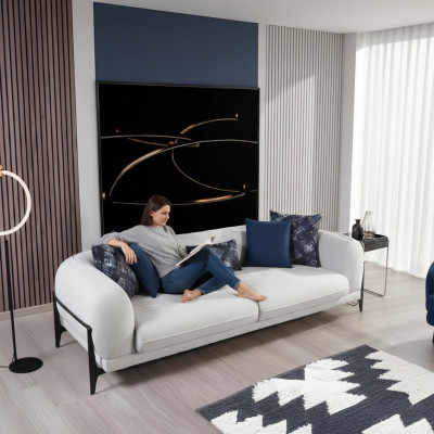 Moderner Dreisitzer Stoffmöbel Wohnzimmer Couch Designermöbel Sofas