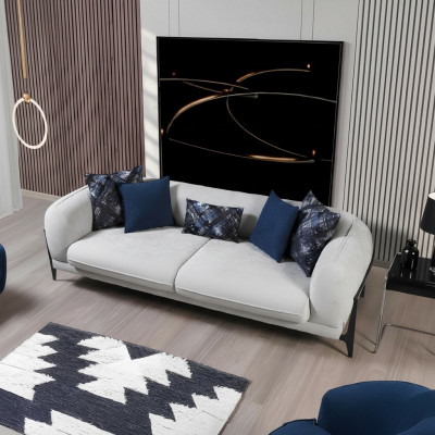 Moderner Dreisitzer Stoffmöbel Wohnzimmer Couch Designermöbel Sofas