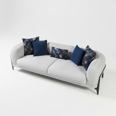 Moderner Dreisitzer Stoffmöbel Wohnzimmer Couch Designermöbel Sofas