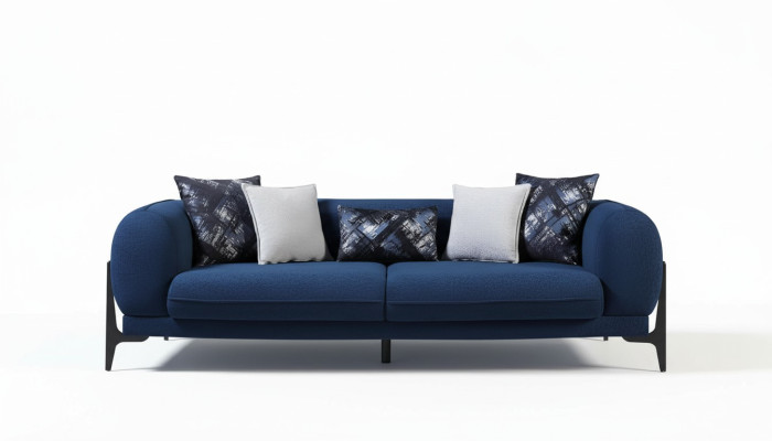 Blauer Dreisitzer Luxus Couch Moderne Sofas Wohnzimmermöbel Edelstahl