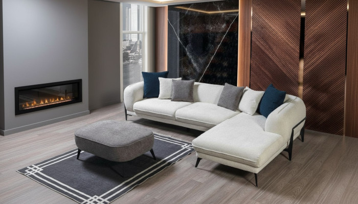 Weißes Ecksofa L-Form Couch Wohnzimmer Couchen Sofas Moderne Sofas