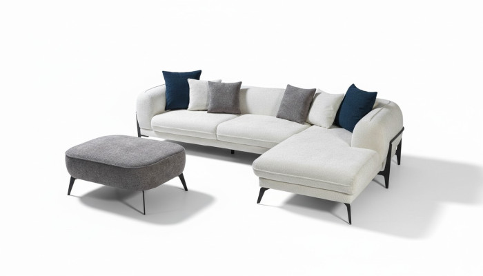 Weißes Ecksofa L-Form Couch Wohnzimmer Couchen Sofas Moderne Sofas