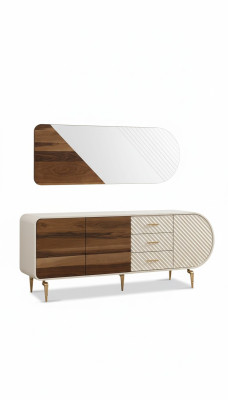 Modernes Sideboard Kommoden Holzschrank Edelstahlmöbel Weiß Luxus Möbel