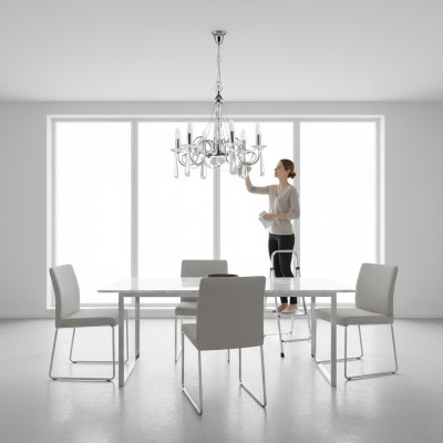 Silber Lüstern Hängende Kronenlampe Kronleuchter Prunklampe Modern Art