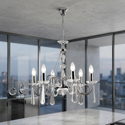 Silber Lüstern Hängende Kronenlampe Kronleuchter Prunklampe Modern Art