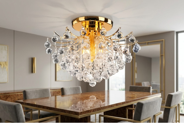 Goldener Zierkronleuchter Deckenleuchter Lichtkristallleuchte Luxus Lampe