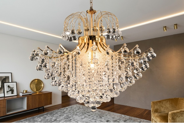 Luxus Lüster Kronleuchter Deckenlampe Deckenleuchter Lampen Gold Art