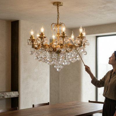 Luxus Lüster Kronleuchter Deckenlampe Deckenleuchter Crystal Art Gold
