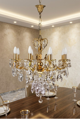 Lüster Kronleuchter Deckenlampe Deckenleuchter Gold Luxus Art Crystal