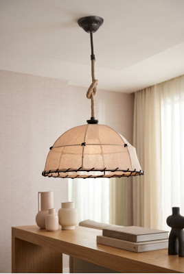 Deckenlampe Deckenleuchter Lüster Kronleuchter Lampe Beige Modern Seil