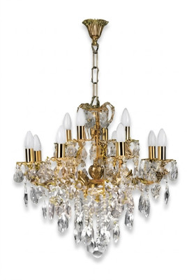 Luxus Deckenleuchter Lüster Kronleuchter Deckenlampe Kristall Gold