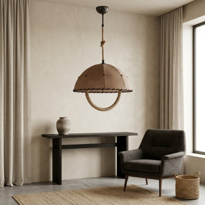 Deckenlampe Deckenleuchter Lüster Kronleuchter Lampe Beige Modern Seil